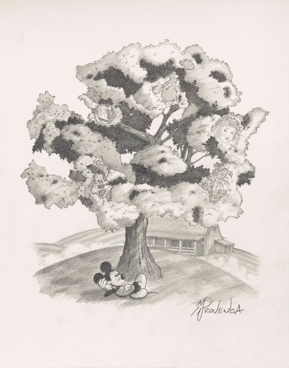 DISNEY Dreaming Tree (Mickey Mouse) by Michael Provenza  Image: "Dreaming Tree" 14x11 (Graphite on Paper) by Michael Provenza