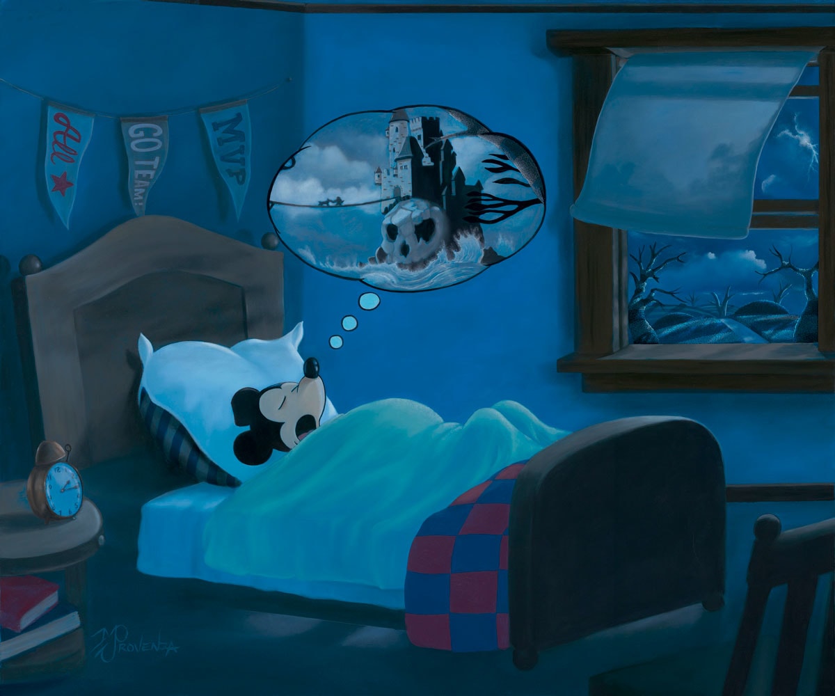 DISNEY Mickey’s Nightmare (Mad Doctor) by Michael Provenza  Image: “Mickey’s Nightmare” 20x24 (oil on board) by Michael Provenza