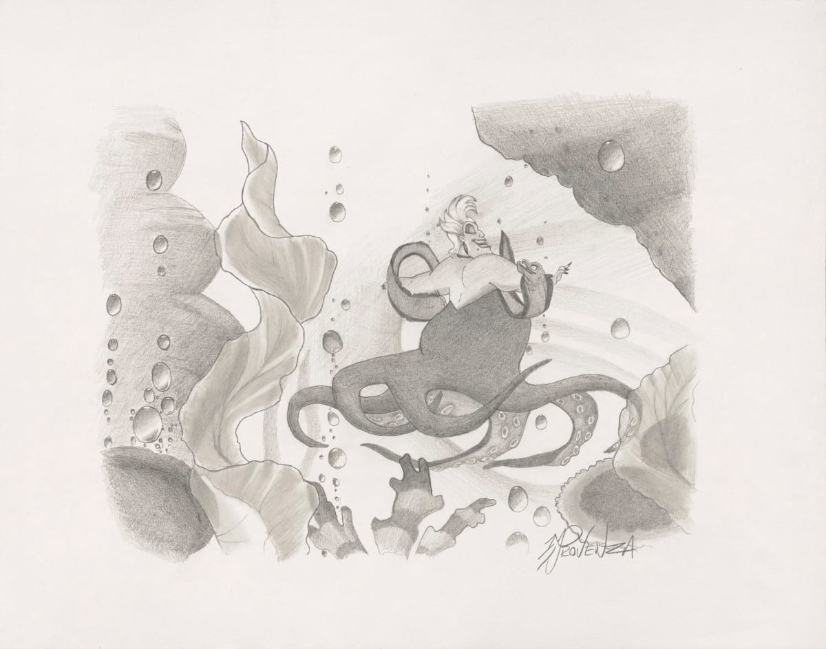 DISNEY Water Dance (The Little Mermaid) Sketch by Michael Provenza  Image: "Water Dance" 11x14 (Graphite on Paper) by Michael Provenza