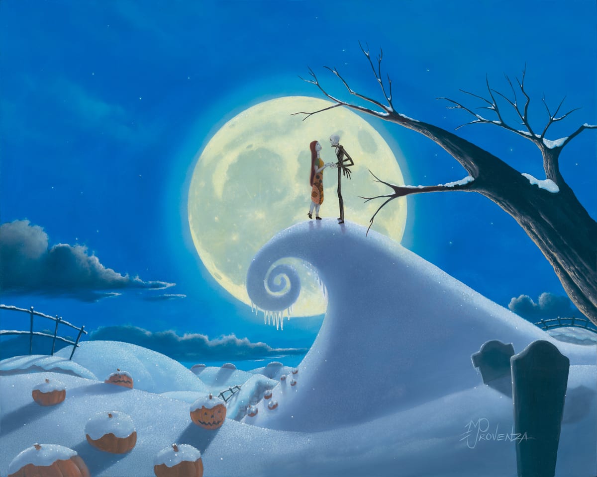 DISNEY Winter Romance (The Nightmare Before Christmas) by Michael Provenza  Image: “Winter Romance” (The Night Before Christmas) 18x30 (oil on board) by Michael Provenza © Disney