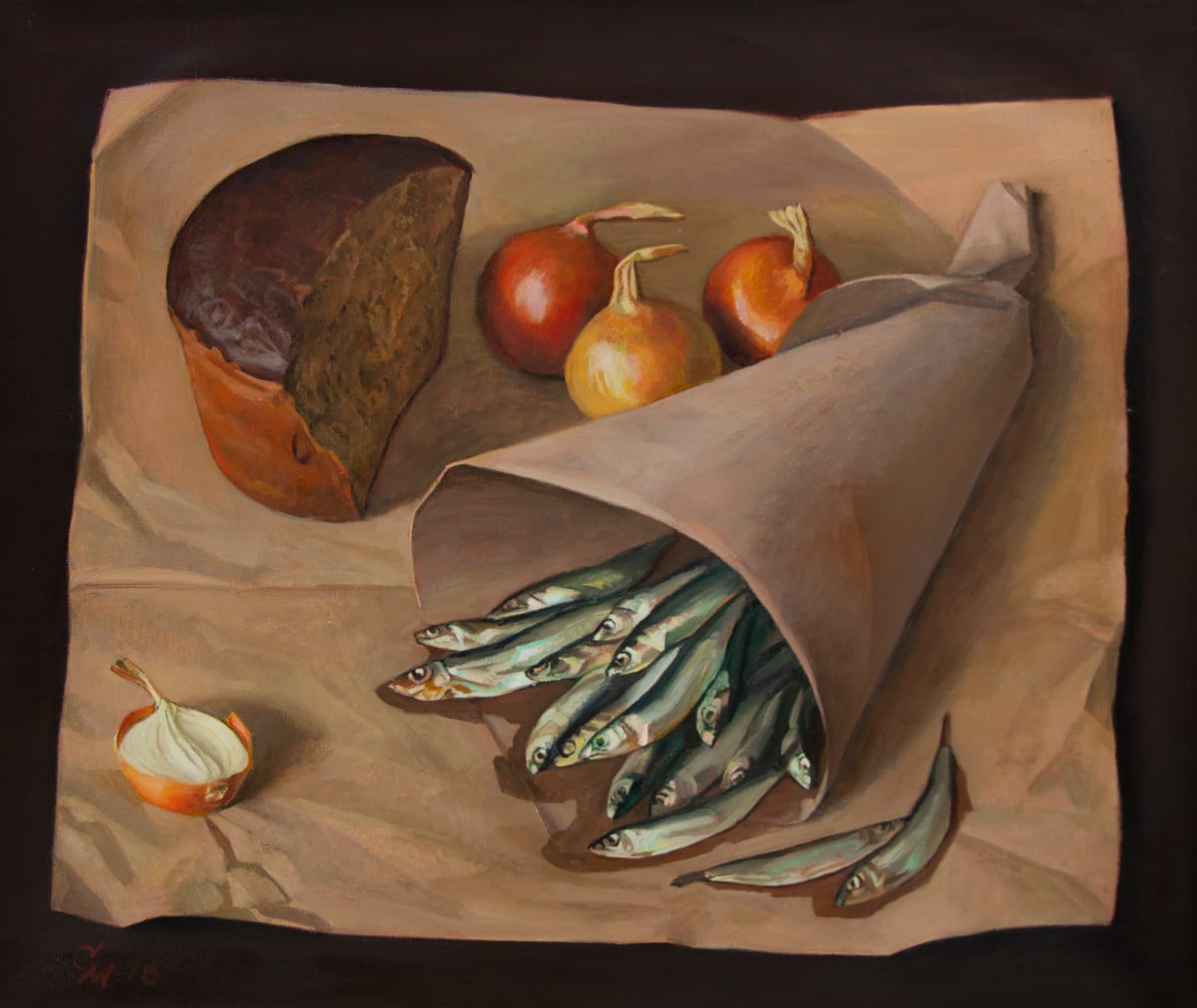 Bread and Sprats by Mikhail Salmov 