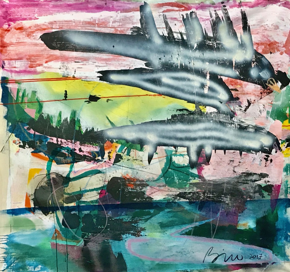 Birds over landscape by Toni Bico 