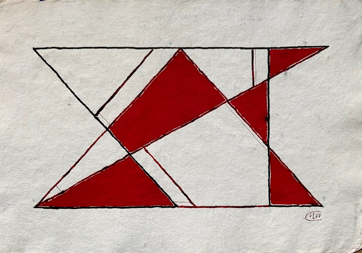 Red ink drawing (Geometric) by Marina Marinopoulos 