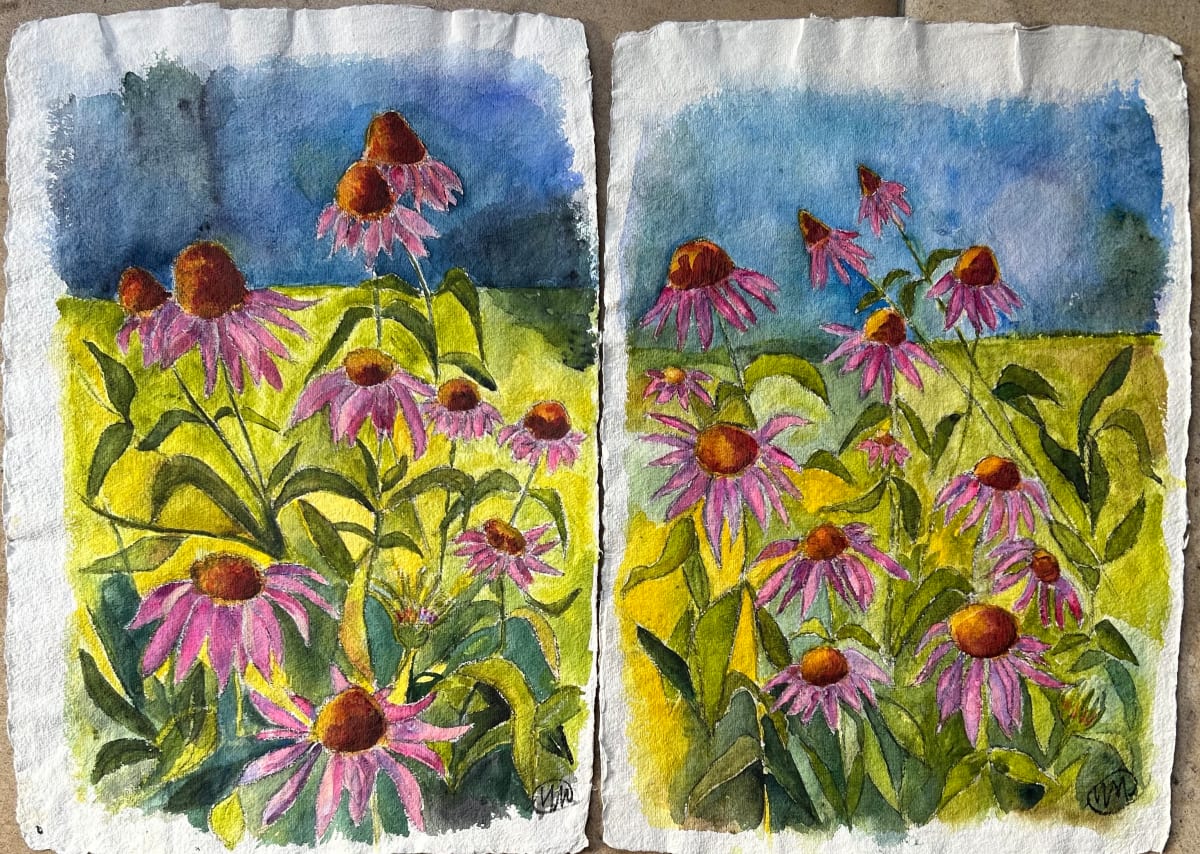 Echinacea diptych by Marina Marinopoulos 