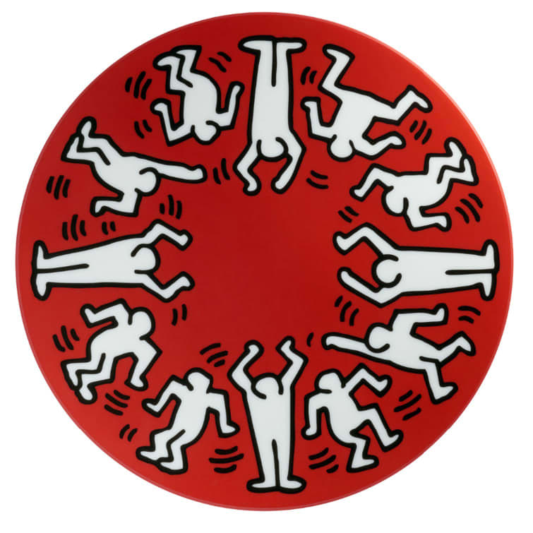 凱斯哈林" White on Red"瓷盤 Keith Haring " White on Red" plate by Keith Haring 