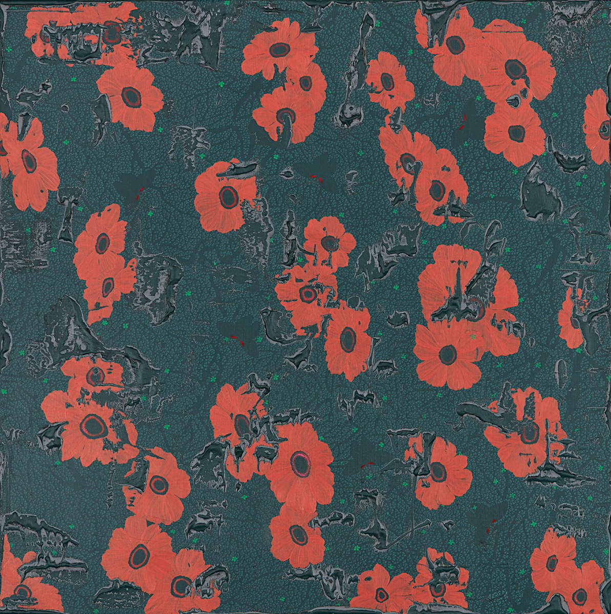 紅花與蝶 Red Flower and Butterfly by 傅作新 Fu Tso-Hsin 