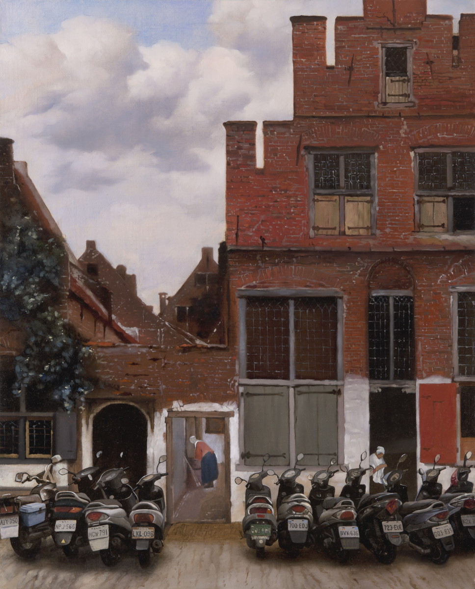 被亂停機車的台夫特街景 Street in Delft with Parked Scooters by 盧昉 LU Fang 