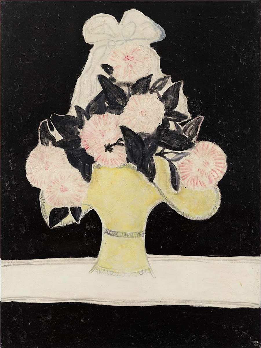 常玉限量版畫 - 黃色花籃 Flowers in a Yellow Basket by 常玉 Sanyu 
