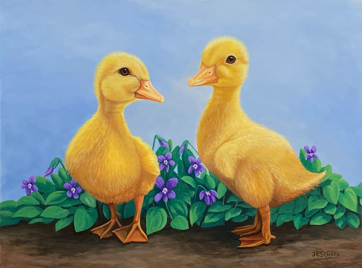 #358 Just Ducky (Ducklings & Violets) by J Elaine Senack 