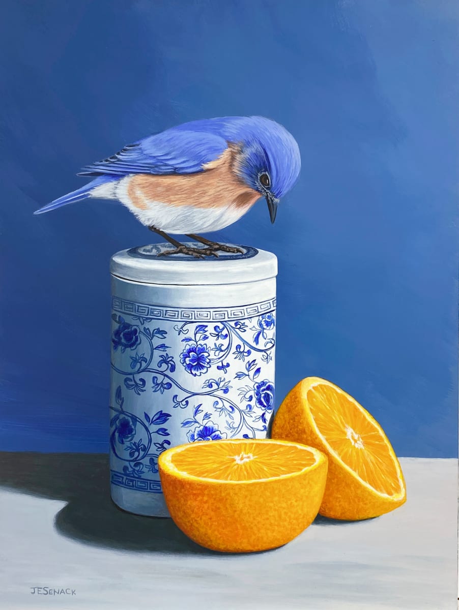 #372 Eastern Bluebird with Orange by J Elaine Senack 