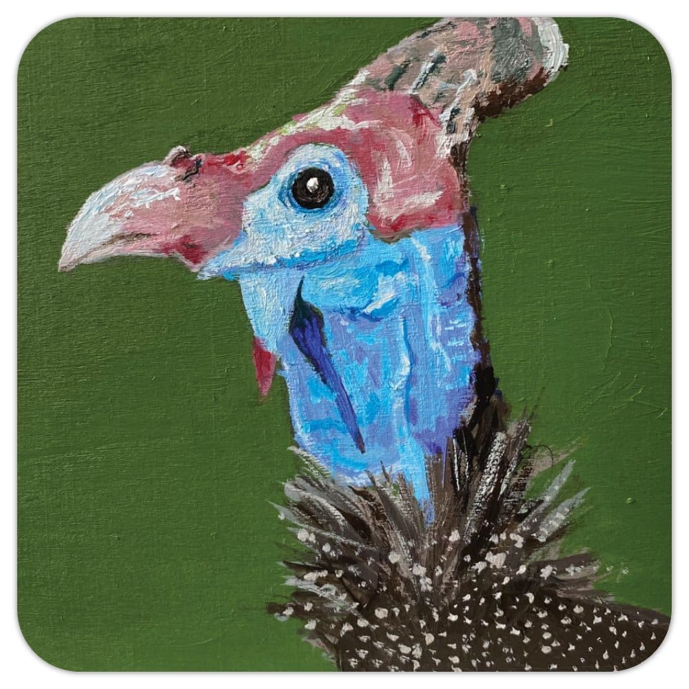 Coaster - bird - helmetguineafowl by Leslie Cline 