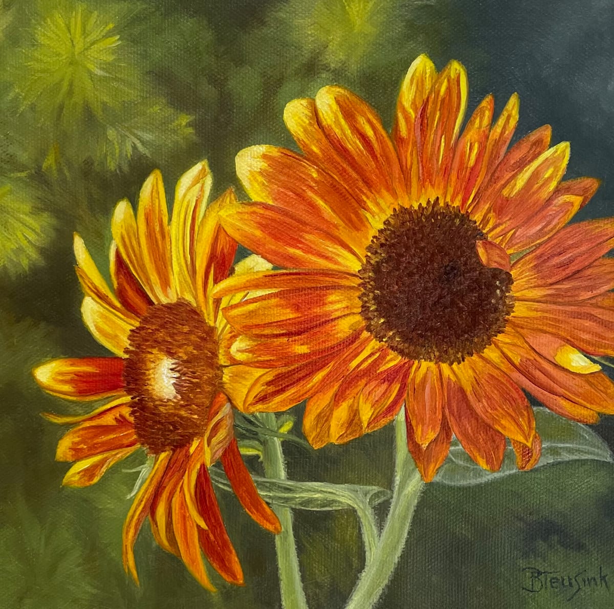 Red Sunflowers by Barbara Teusink 