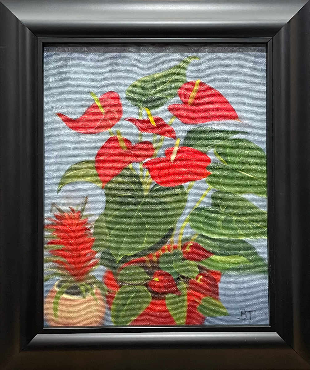 A Touch of Red (Anthurium & Bromeliad) by Barbara Teusink 