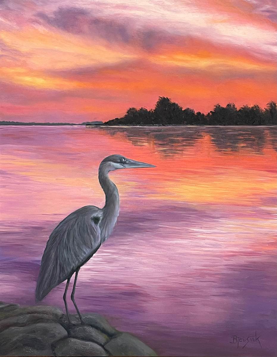 Sunset Heron by Barbara Teusink 