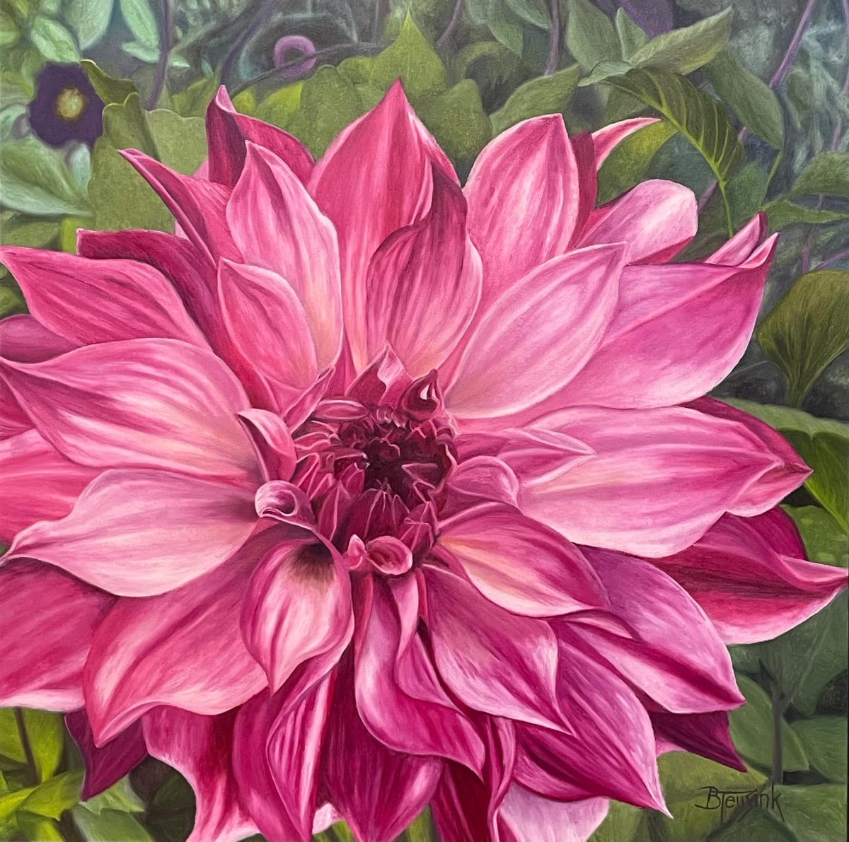 Magenta Dahlia (Floral Quartet #4) by Barbara Teusink 