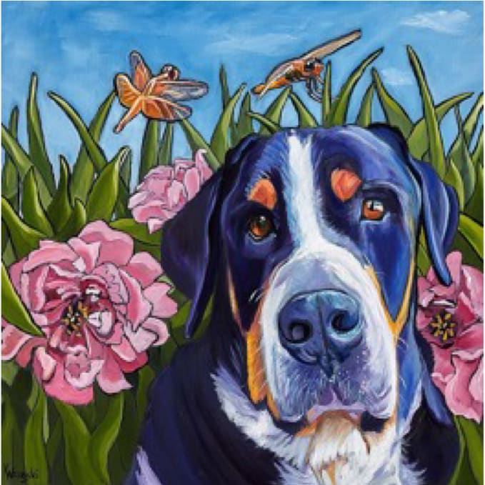 Dog and Dragonflies 