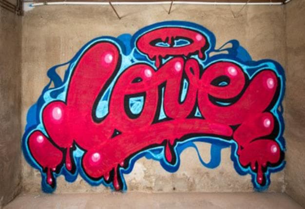 Graffiti Word Love on a Wall 