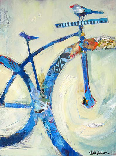 Blue Mountain Bike and Bird by Shelli Walters 