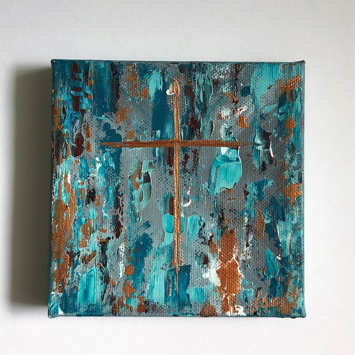 Copper Silvered Cross by Jenny E. Dennis 