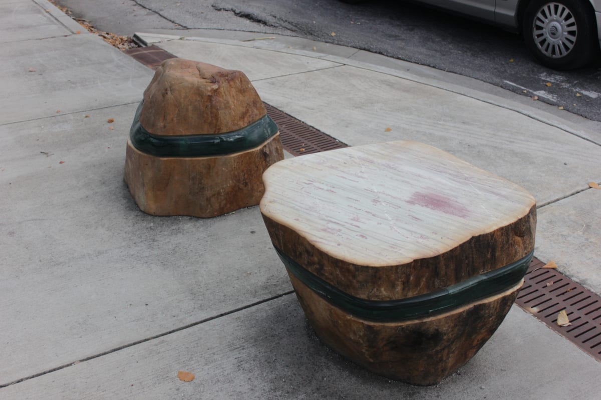 Carved Glass & Stone Benches by Weston Lambert 