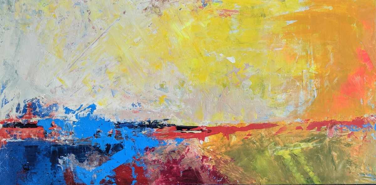 Untitled (Yellow with Blue Arrow) by Kim Hill-Goddette, Image 3.