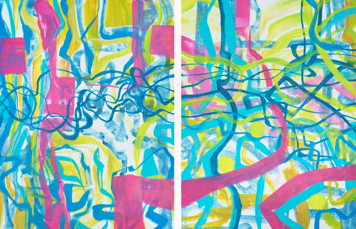 Flows (1, 2) / Przepływy (1, 2) by Dorota Lapa-Maik  Image: Dorota Lapa-Maik 'Flows', diptych 130 x 200 cm, acrylic on canvas, 2020
