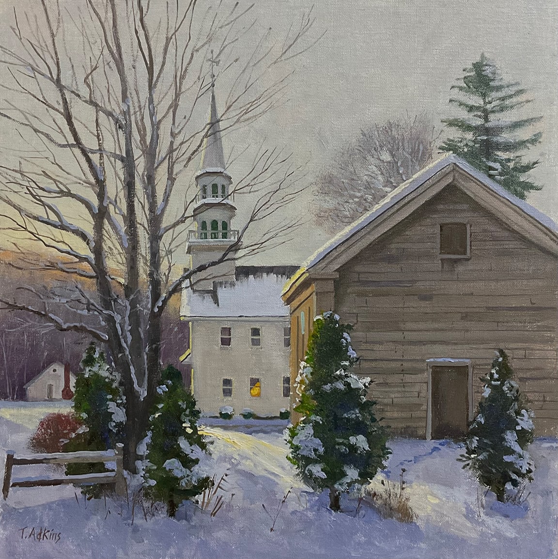 After The Snowfall by Thomas Adkins  Image: After The Snowfall oil on linen 12x12