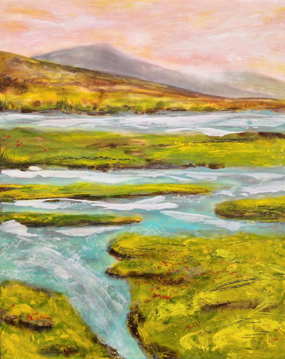 Some Time to Dream by Linda Robertson  Image: I lead art retreats in Ireland, and the view back toward the Old Convent Studio from the water is one of my favorites. We see it from a different angle while painting, so I see some version of it every day. I always make a point of walking that loop at least once while I'm visiting. As the tide ebbs and flows, these salt marshes fill with water even as the sheep are out there grazing, but they don't seem bothered by it. This has become a ritual for me, because no matter how busy I am it always allows me some time to dream.