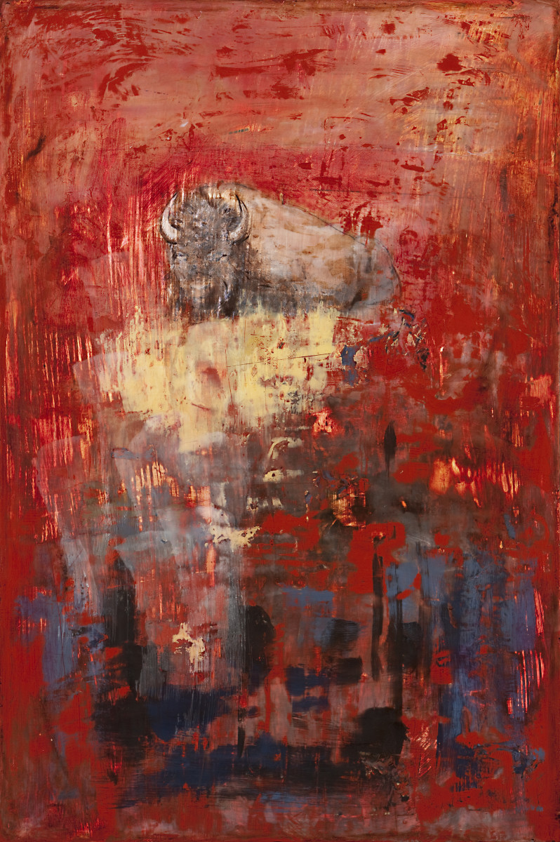 Buffalo on Red by Amanda Wilner 