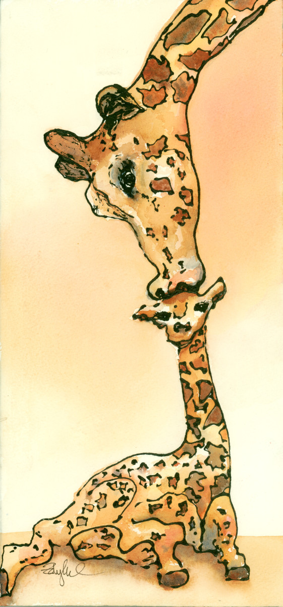 Giraffe Kiss by Rebecca Zdybel 