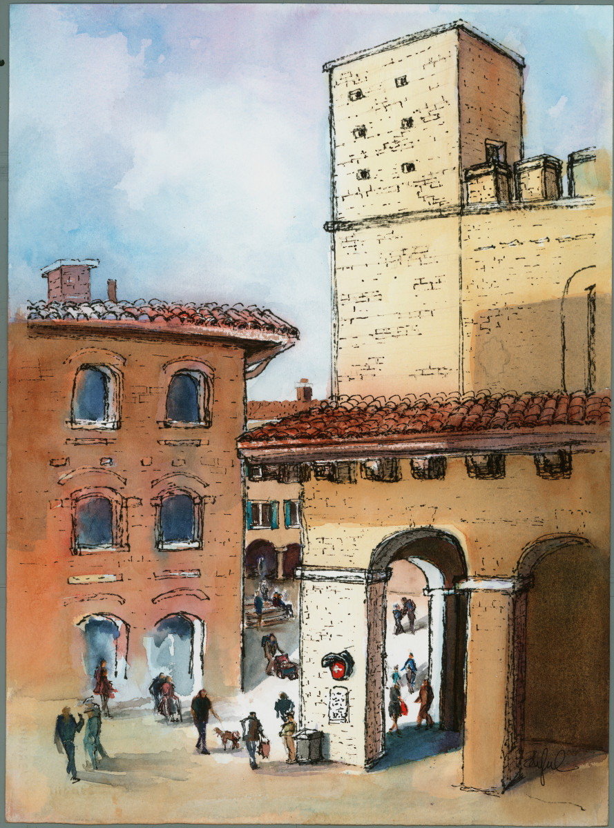San Gimignano Square by Rebecca Zdybel 