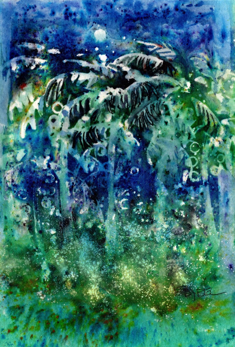Palm Tree Fantasy Batik by Rebecca Zdybel, Image 1.
