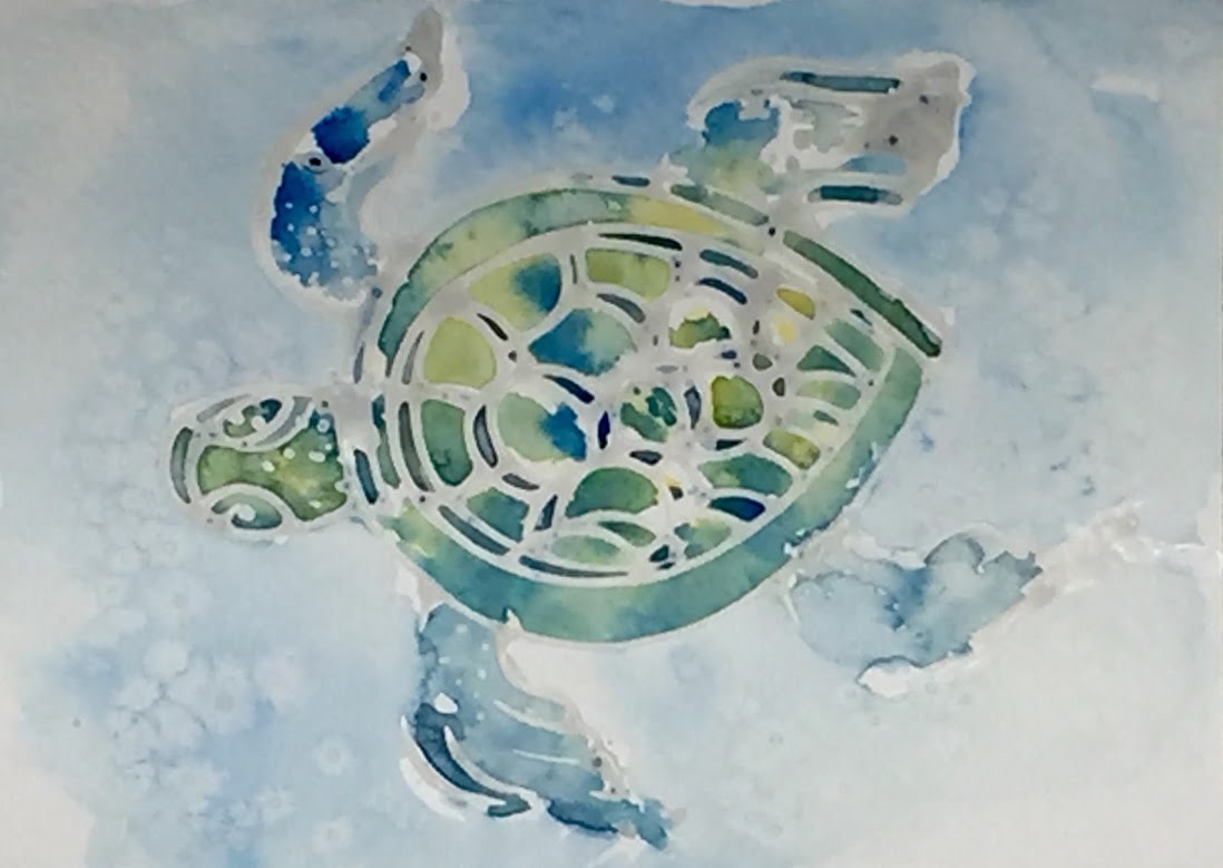 Blue Batik Turtle by Rebecca Zdybel 