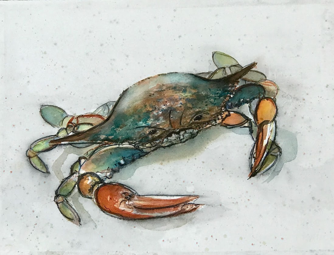 Blue on Black Crab by Rebecca Zdybel, Image 1.