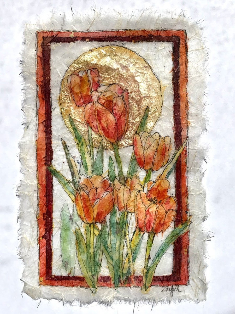 Batik Orange Tulips by Rebecca Zdybel, Image 2.