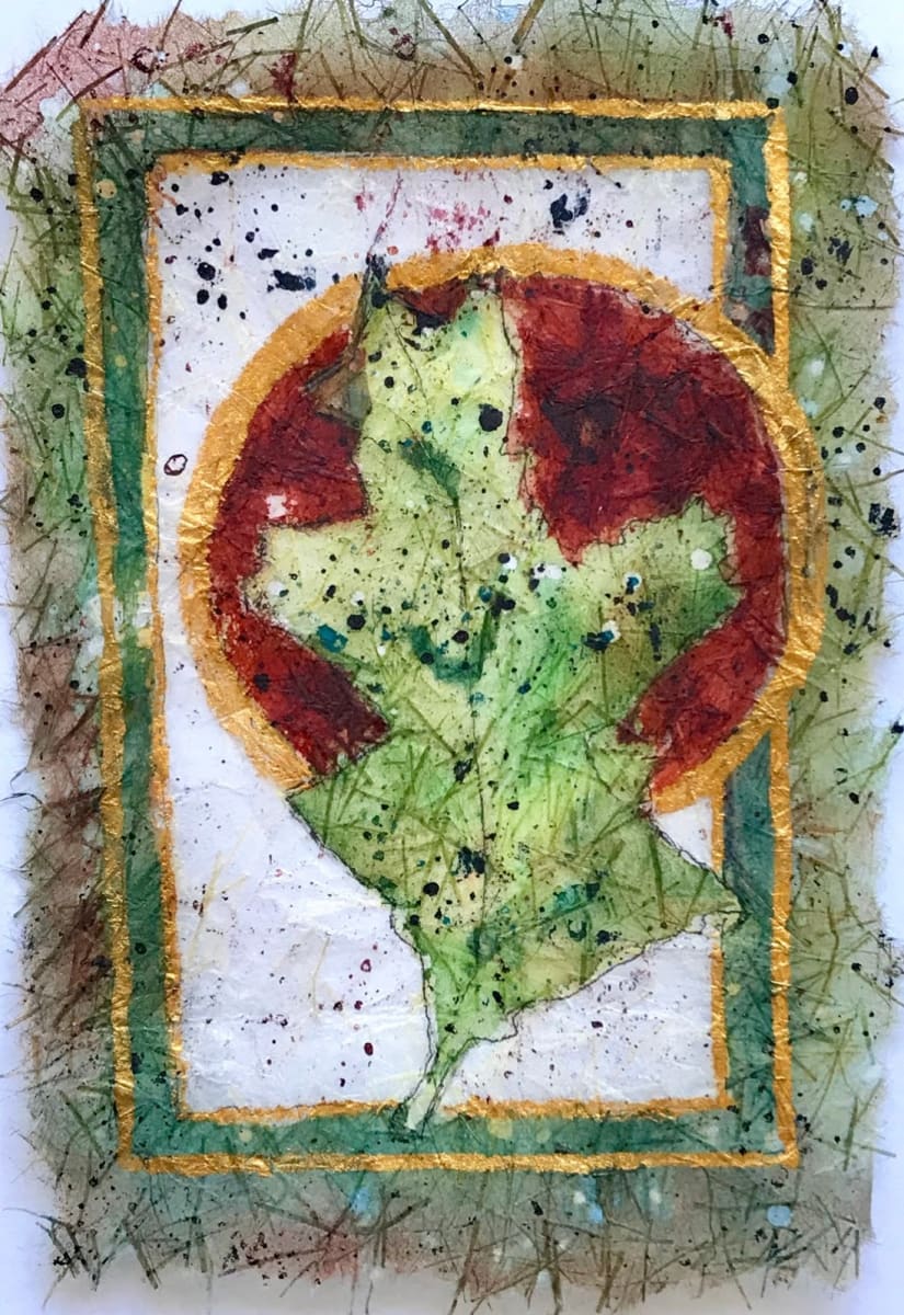 Batik Autumn Leaf in Green by Rebecca Zdybel, Image 1.