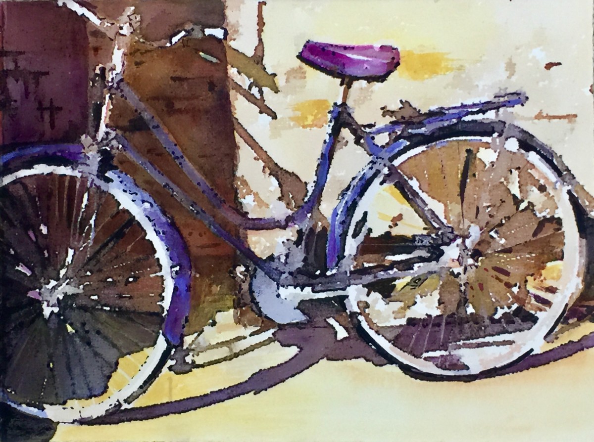 Bicycle with Violet Seat by Rebecca Zdybel 