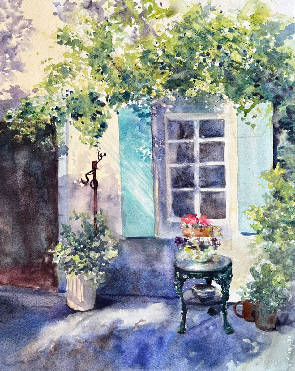 French Country Courtyard- Framed by Rebecca Zdybel 