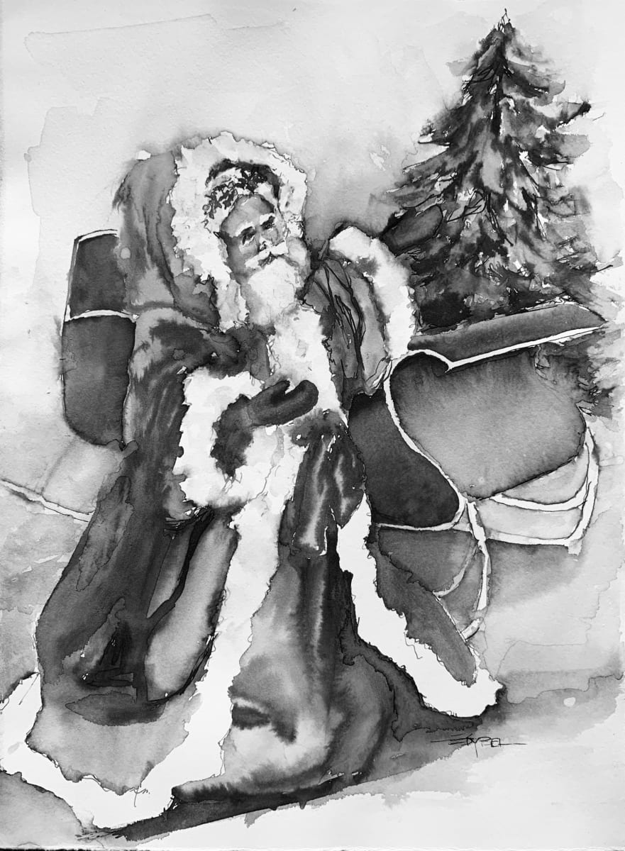 Vintage Santa with Sleigh by Rebecca Zdybel 