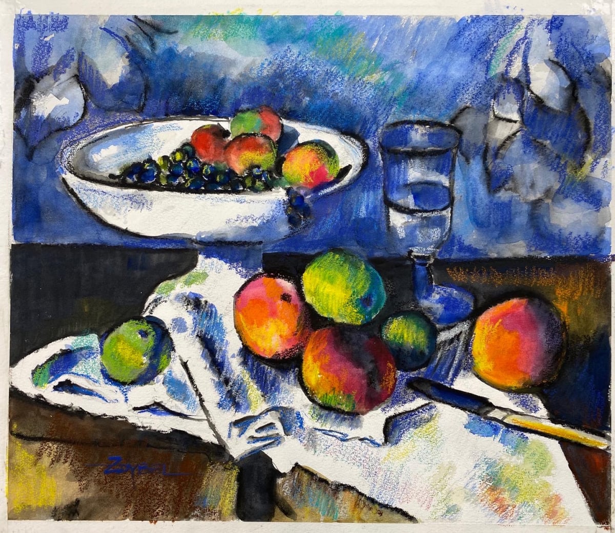 Still Life with Fruit Dish after Cezanne by Rebecca Zdybel 