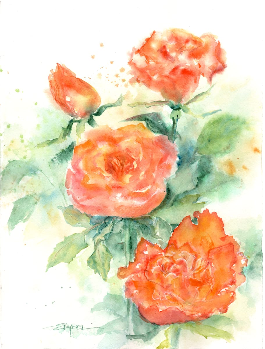 Apricot Roses by Rebecca Zdybel 