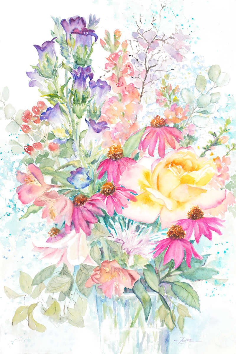 Barbara Bibb Commission- 2nd of 2 Floral paintings by Rebecca Zdybel, Image 1.