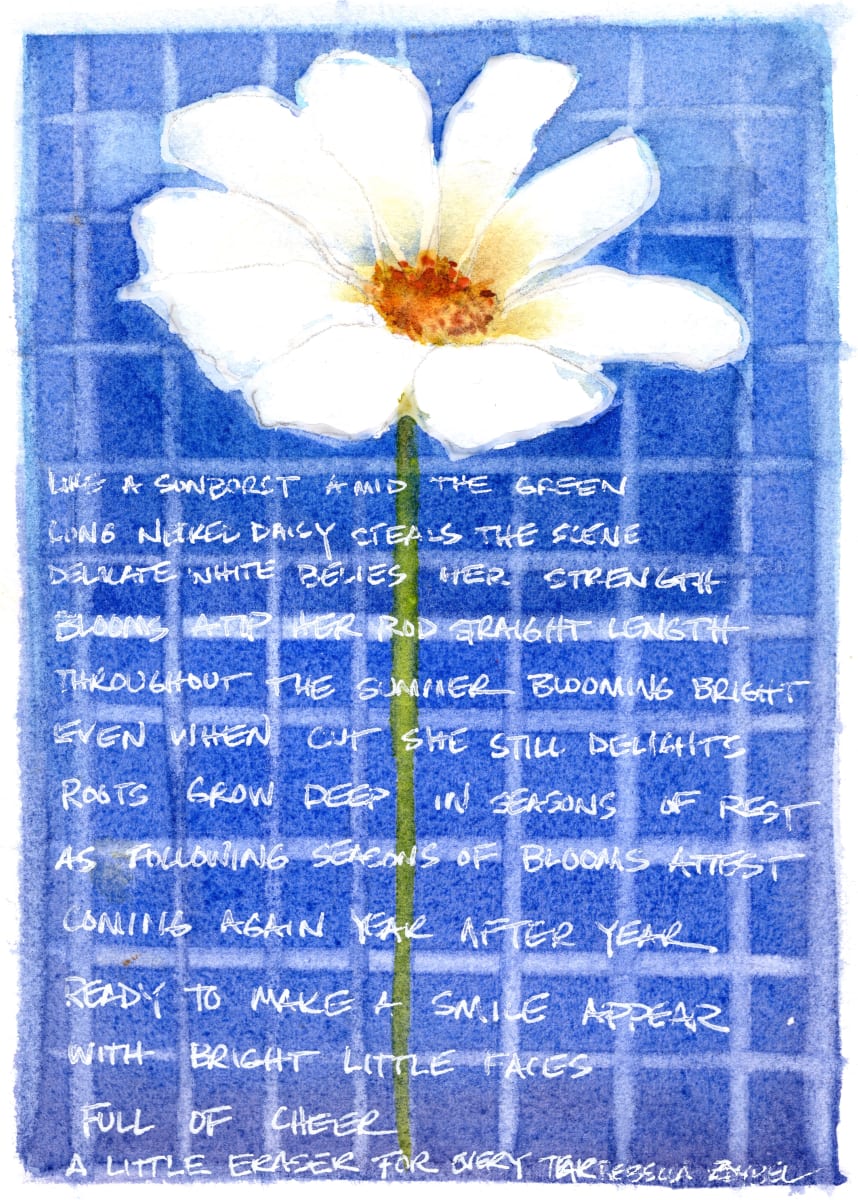 Daisy with Poem by Rebecca Zdybel 