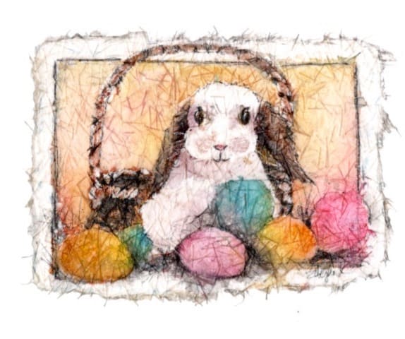 Easter Bunny Batik by Rebecca Zdybel, Image 1.