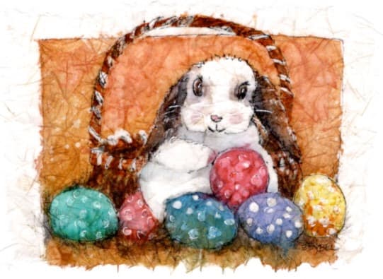 Easter Bunny with Speckled Eggs by Rebecca Zdybel 