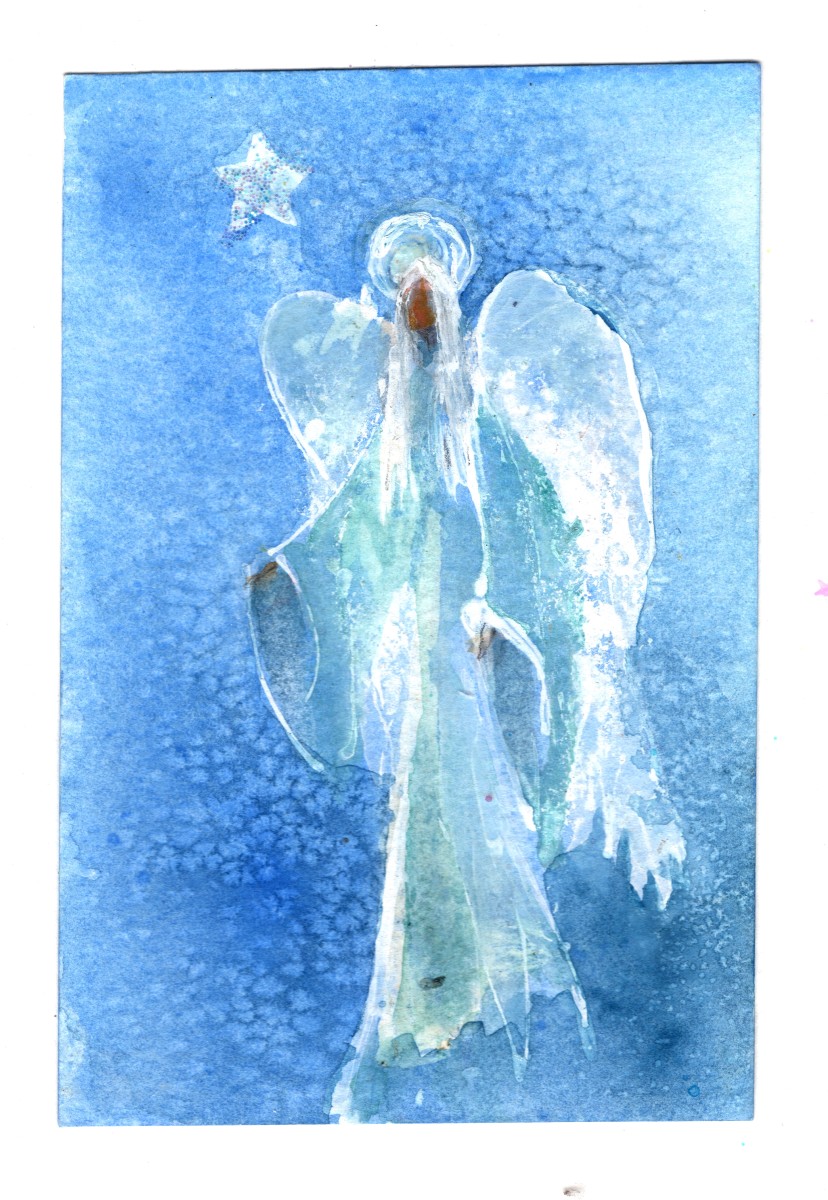 Angel with Star Christmas Card by Rebecca Zdybel 