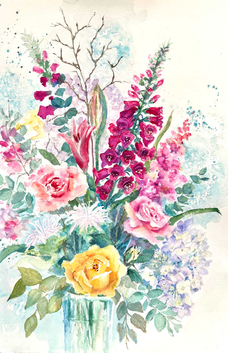Barbara Bibb Commission-- 1 of 2 floral paintings by Rebecca Zdybel, Image 1.