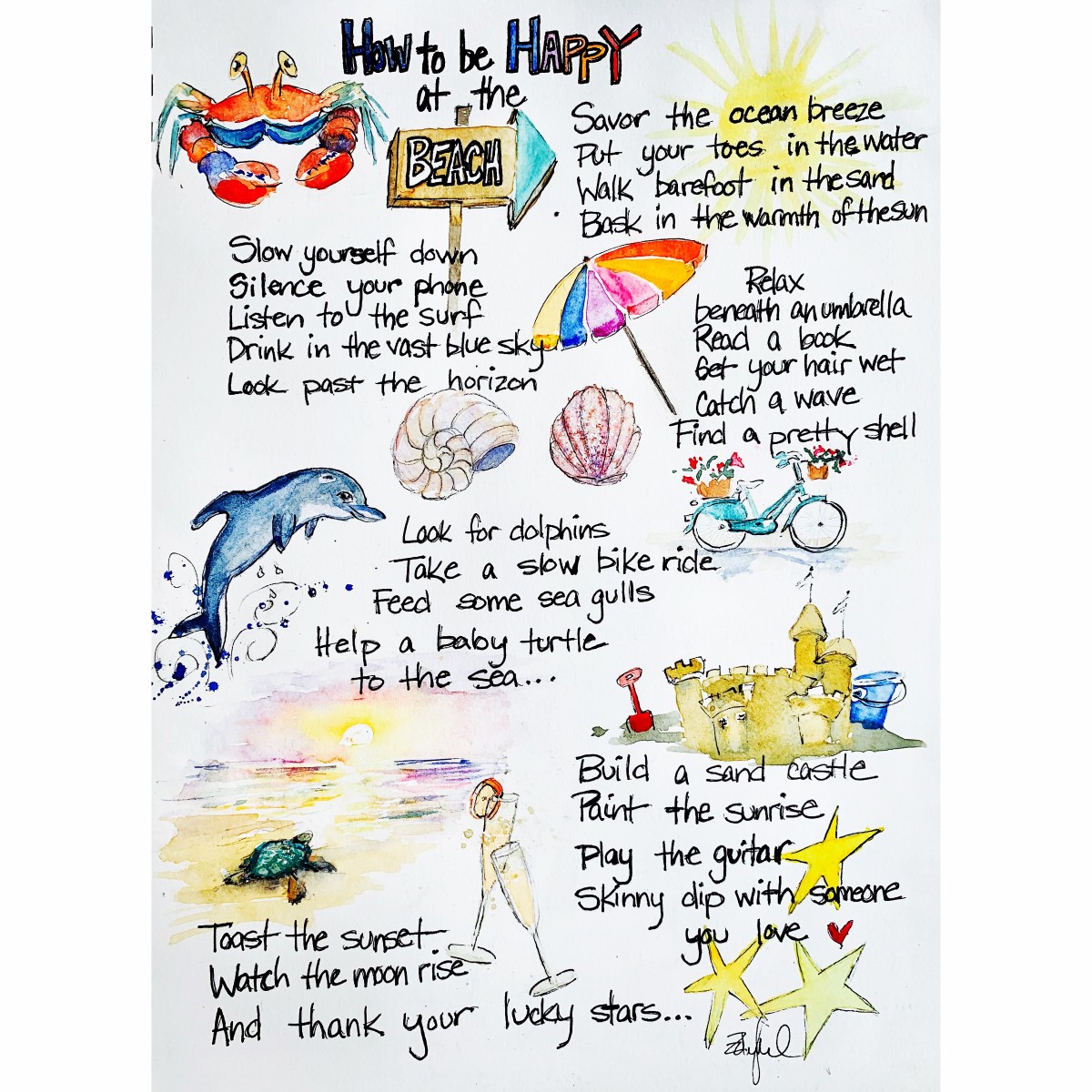 How to be Happy at the Beach by Rebecca Zdybel 