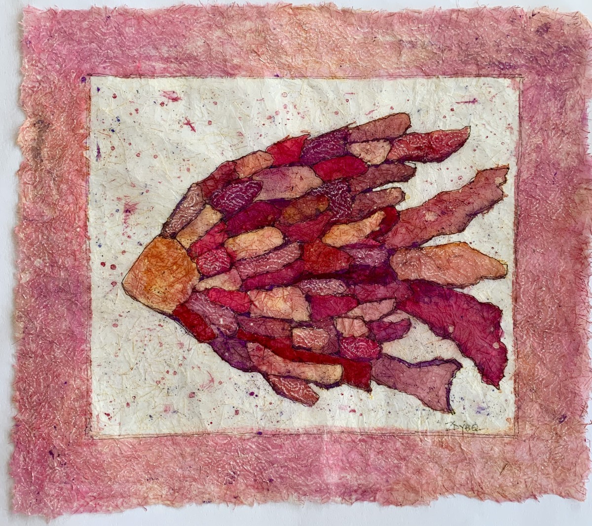 Fractures Fish Batik in Pink by Rebecca Zdybel 