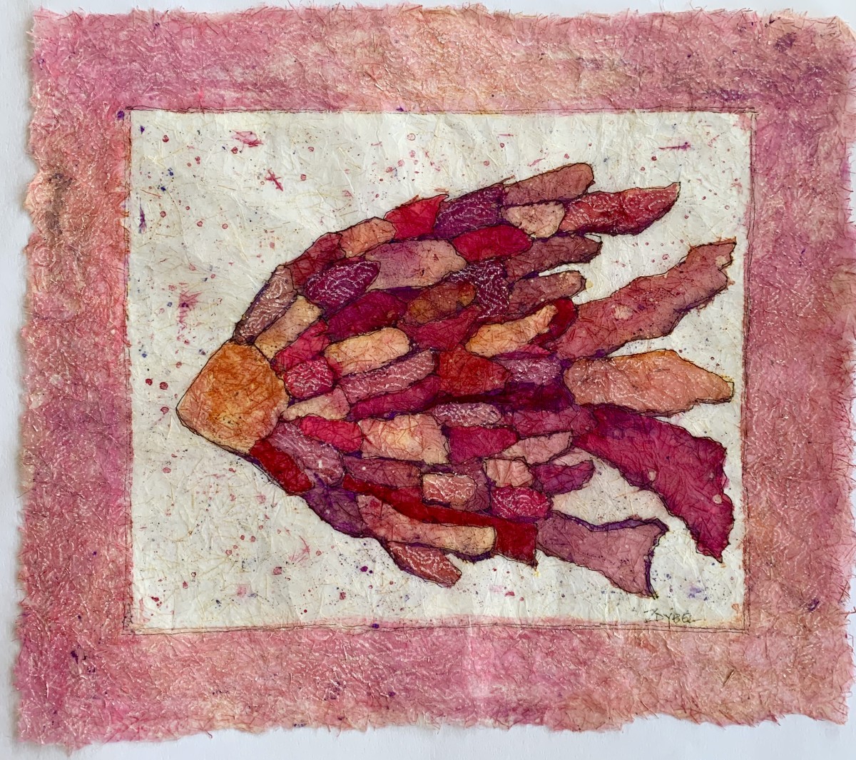 Fractures Fish Batik in Pink by Rebecca Zdybel, Image 1.